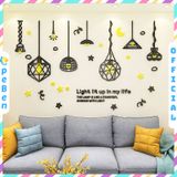  Tranh mica EPeBen dán tường nổi 3d hình đèn thả treo màu đen vàng decor trang trí phòng khách, phòng ngủ 