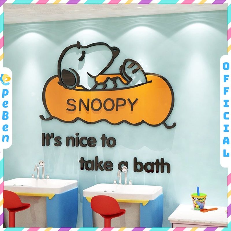  Tranh mica EPeBen dán tường nổi 3d hình SNOOPY đi bơi decor trang trí phòng cho bé 
