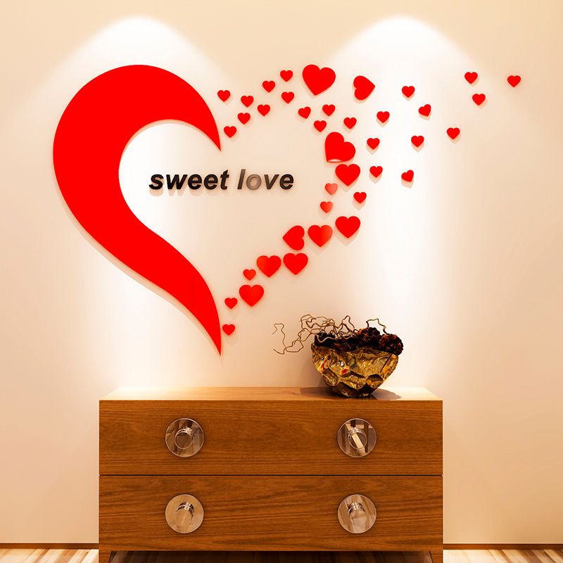  Tranh mica EPeBen dán tường nổi 3d hình trái tim sweet love lãng mạng decor trang trí, phòng ngủ, phòng cưới 