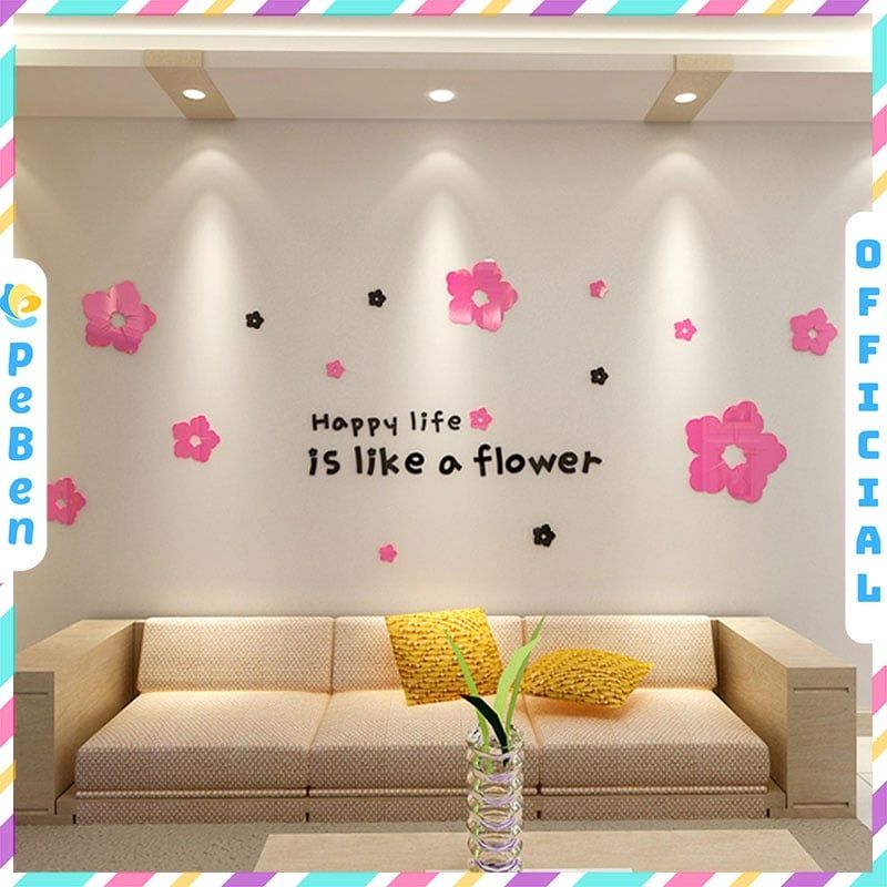  Tranh mica EPeBen dán tường nổi 3d hình vui vẻ như những bông hoa decor trang trí phòng khách, phòng ngủ 