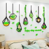  Tranh mica 3d dán tường mẫu tranh chậu cây treo trên kệ, trang trí phòng khách, phòng bếp 