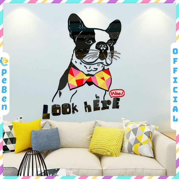  Tranh mica EPeBen dán tường nổi 3d hình con chó pitbull decor trang trí cửa hàng thú cưng 