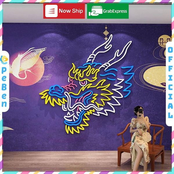  Tranh mica EPeBen dán tường nổi 3d hình Tranh long đầu rồng 2024 decor trang trí cửa hàng, quán ăn 