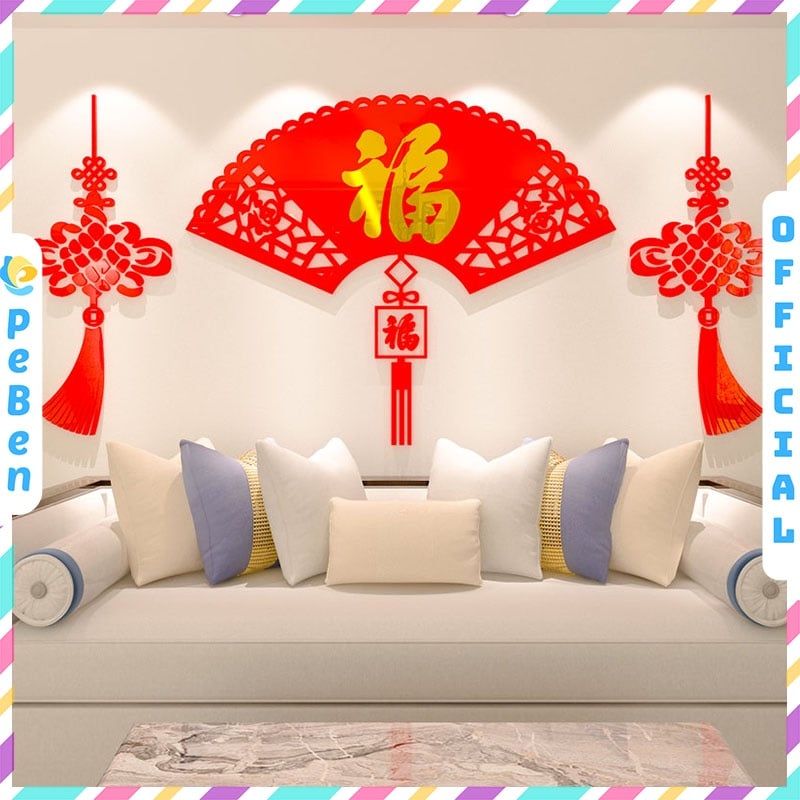  Tranh dán tường mica 3d decor khổ lớn lễ hội trang trí mùa xuân, chúc mừng năm mới trang trí phòng khách, phòng ngủ 