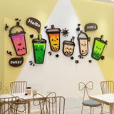  Tranh mica EPeBen dán tường nổi 3d hình Quán trà sữa vui nhộn decor trang trí quán trà sữa, quán ăn, nhà hàng 