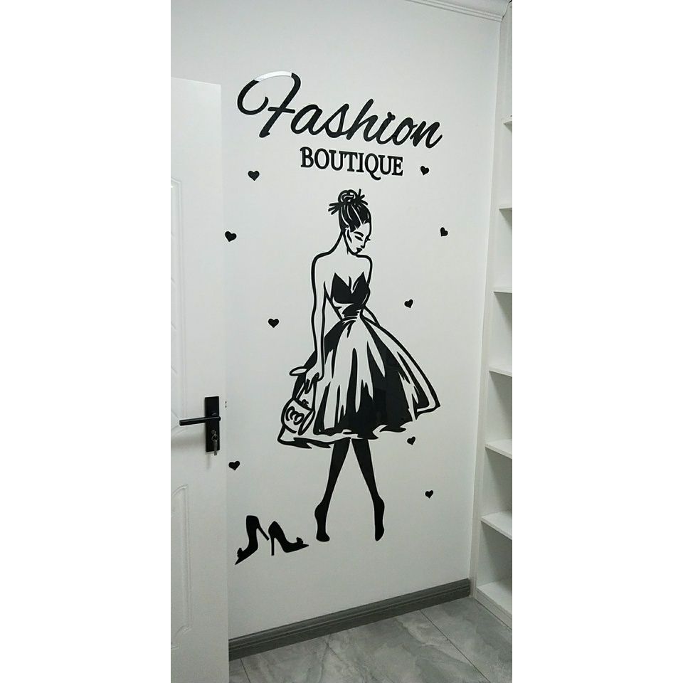  Tranh mica EPeBen dán tường nổi 3d hình Fashion decor trang trí shop thời trang váy, áo, giày, shop phụ kiện 