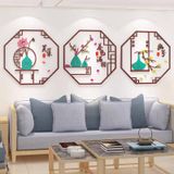  Tranh mica 3d dán tường các mẫu tranh hình quạt, hình ngũ giác tứ quý, trang trí phòng khách 