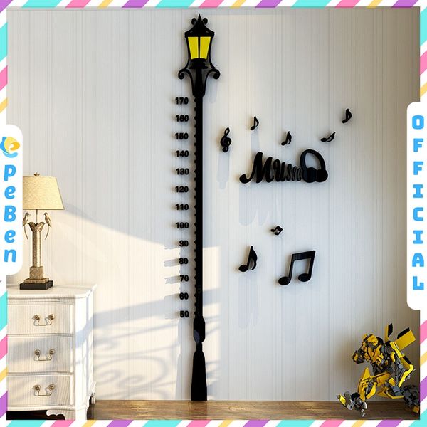  Tranh mica EPeBen dán tường nổi 3d hình Cột Đèn Nốt Nhạc Thước đo chiều cao cho bé trang trí lớp học, mầm non, mẫu giáo 