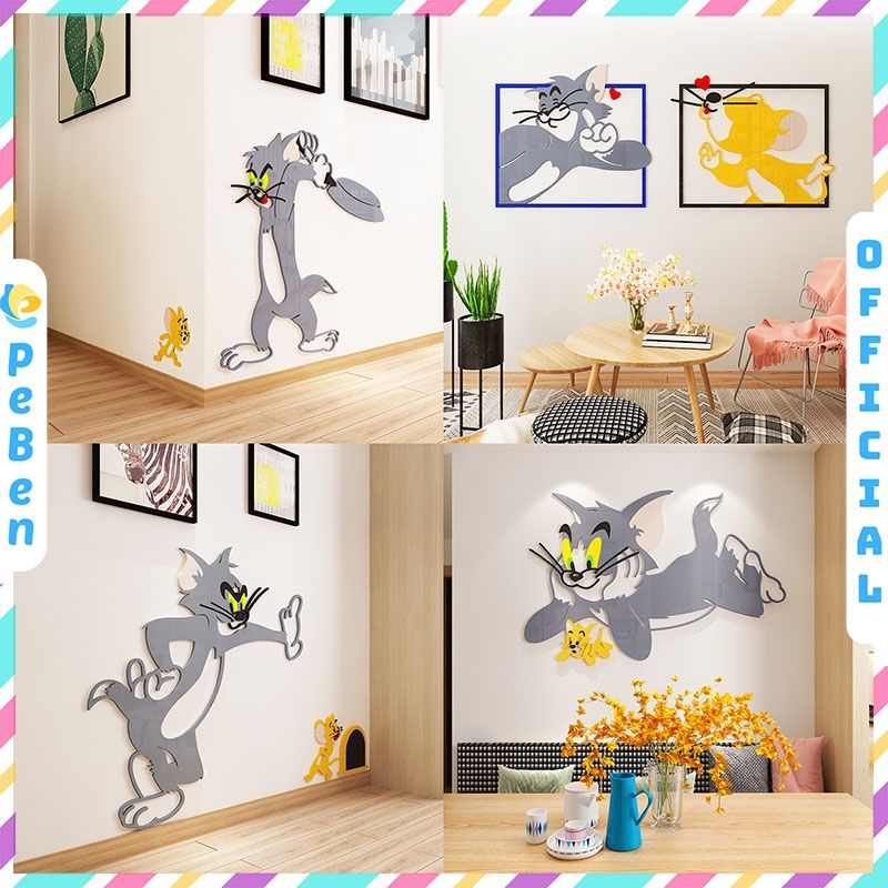 Tranh mica EPeBen dán tường nổi 3d hình tom và jerry tranh decor trang trí phòng cho bé trường mầm non 