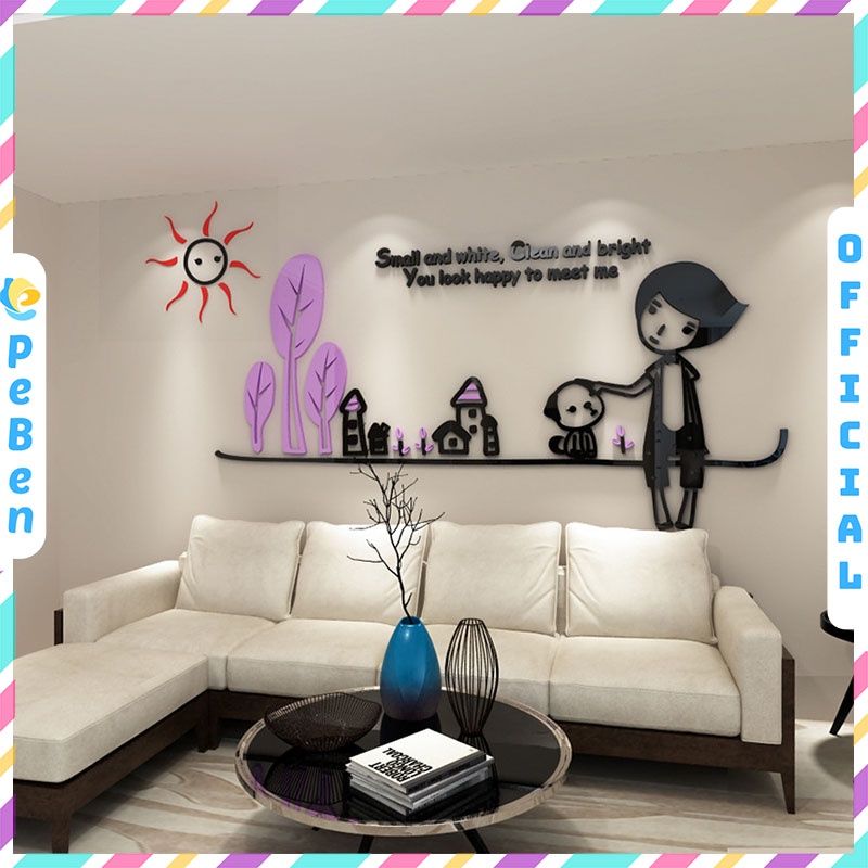  Tranh mica EPeBen dán tường nổi 3d hình cuộc sống giản đơn decor trang trí mầm non, phòng cho bé 