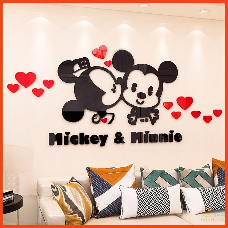  Tranh mica dán tường 3d mickey trang trí phòng khách, ngủ 