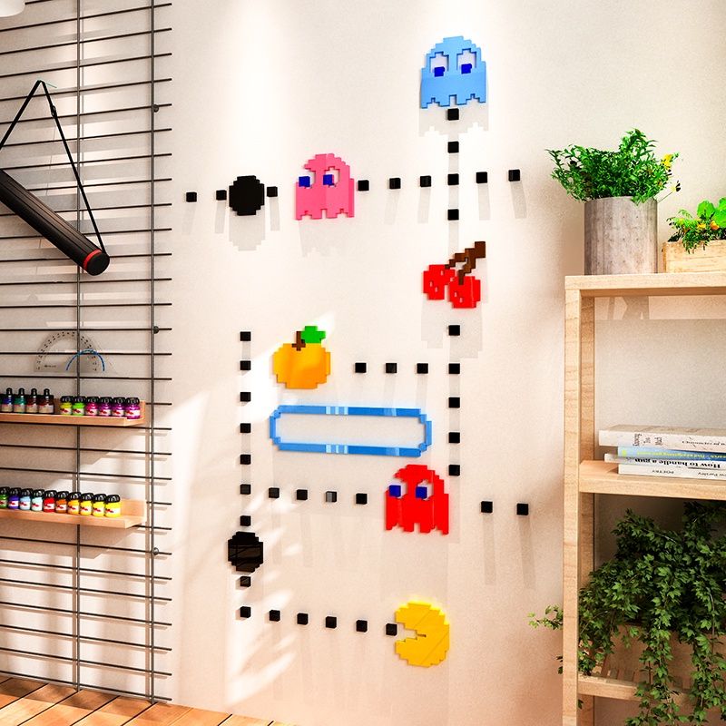  Tranh mica EPeBen dán tường nổi 3d hình trò chơi pacman decor trang trí phòng cho bé, mầm non, lớp học, mẫu giáo 