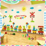  Tranh mica EPeBen dán tường nổi 3d hình Phim hoạt hình tàu hỏa động vật decor trang trí nhà trẻ, phòng cho bé 