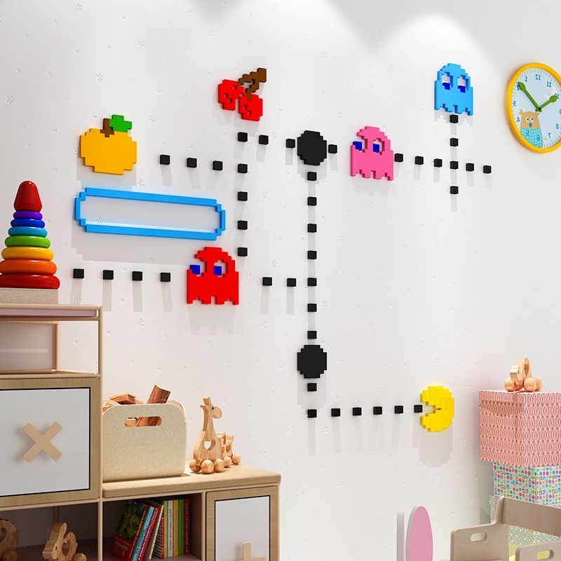  Tranh mica EPeBen dán tường nổi 3d hình trò chơi pacman decor trang trí phòng cho bé, mầm non, lớp học, mẫu giáo 