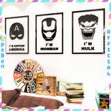  Tranh mica EPeBen dán tường nổi 3d hình hoạt hình khung các nhân vật siêu anh hùng trang trí phòng bé trai, phòng game 