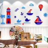  Tranh mica EPeBen dán tường nổi 3d hình hoạt hình biển cả và ngọn hải đăng decor trang trí lớp học, mầm non, mẫu giáo 