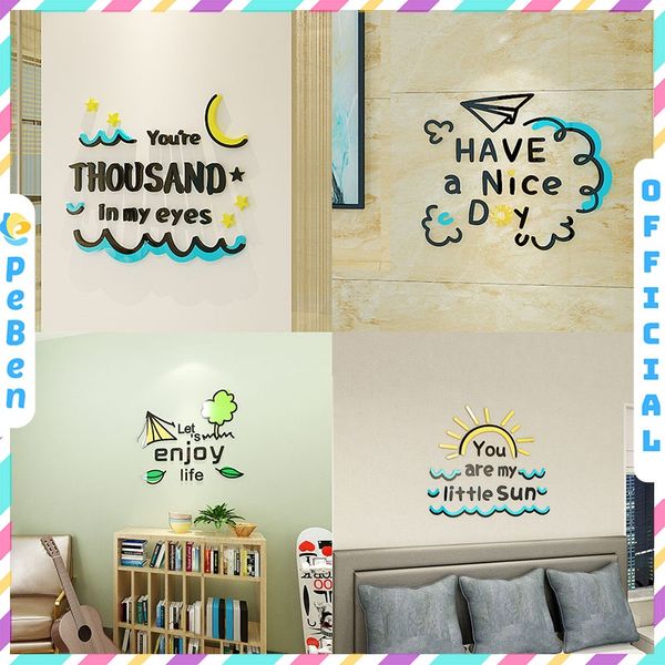 Tranh mica EPeBen dán tường nổi 3d hình câu nói dễ thương decor trang trí phòng ngủ, phòng trọ, phòng cưới 
