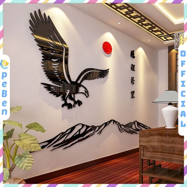 Tranh mica EPeBen dán tường nổi 3d hình đại bàng về núi decor trang trí sảnh công ty, phòng khách 