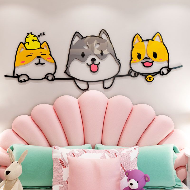  Tranh mica EPeBen dán tường nổi 3d hình hoạt hình những chú cún dễ thương decor trang trí mầm non, 