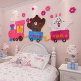  Tranh mica EPeBen dán tường nổi 3d hình tàu hỏa gấu nâu thỏ trắng vịt con decor trang trí mầm non phòng trẻ 