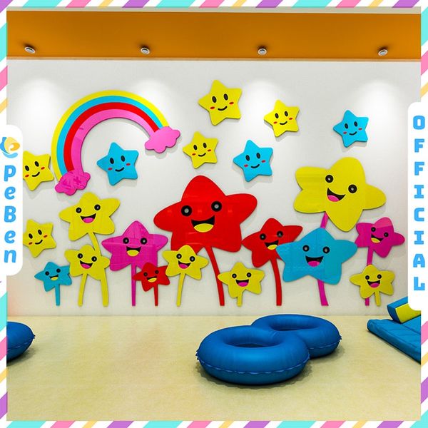  Tranh mica EPeBen dán tường nổi 3d hình những ngôi sao đáng yêu decor trang trí mầm non, phòng cho bé 
