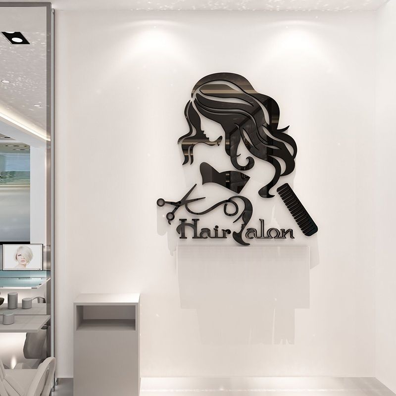  Tranh Mica 3d Dán Tường Salon Tóc Nữ, Barber Tóc Nam Trang Trí Salon Tóc, Tiệm Cắt Tóc 
