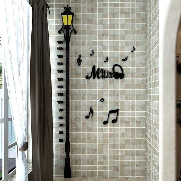  Tranh mica EPeBen dán tường nổi 3d hình Cột Đèn Nốt Nhạc Thước đo chiều cao cho bé trang trí lớp học, mầm non, mẫu giáo 