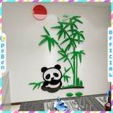  Tranh mica EPeBen dán tường nổi 3d hình gấu trúc ngồi khóm trúc decor trang trí quán ăn nhà hàng, phòng ngủ 