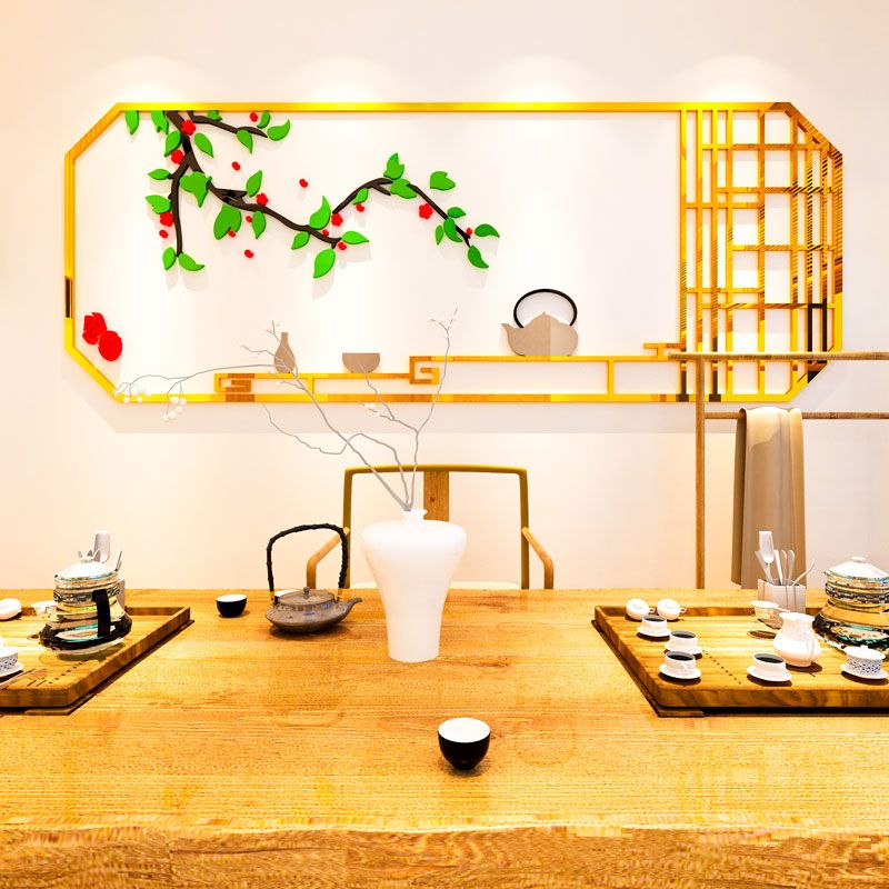  Tranh mica EPeBen dán tường nổi 3d hình bàn tiệc trà mùa xuân decor trang trí phòng khách, nhà cửa 