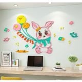  Tranh mica 3d dán tường mèo, thỏ dễ thương trang trí trường học, mầm non, mẫu giáo 
