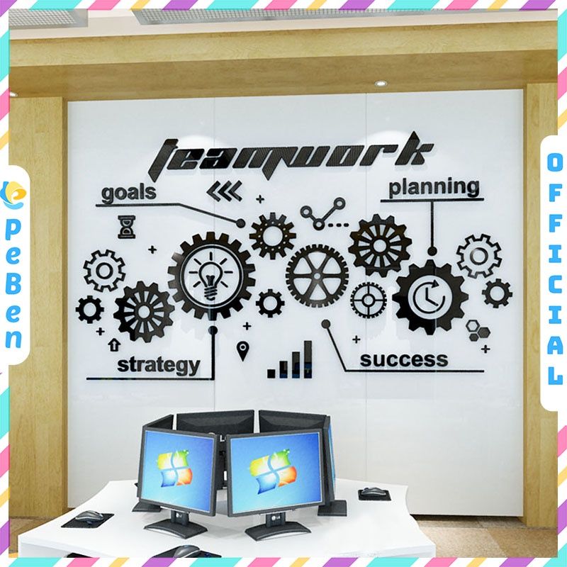  Tranh mica EPeBen dán tường nổi 3d hình làm việc nhóm teamwork décor trang trí tường văn phòng công ty, phòng làm việc 