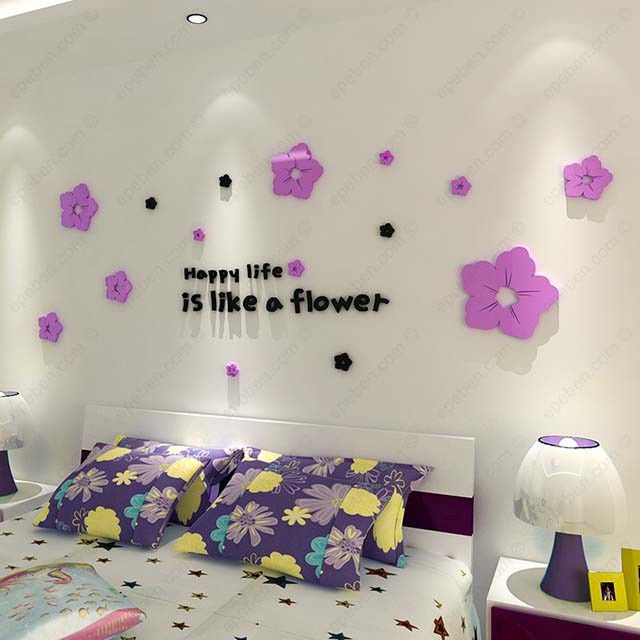  Tranh mica EPeBen dán tường nổi 3d hình vui vẻ như những bông hoa decor trang trí phòng khách, phòng ngủ 