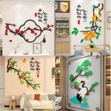  Tranh mica 3d dán tường mẫu tranh Cành Đào, Cành Cam An Khang Thịnh Vượng, trang trí phòng khách, phòng bếp 