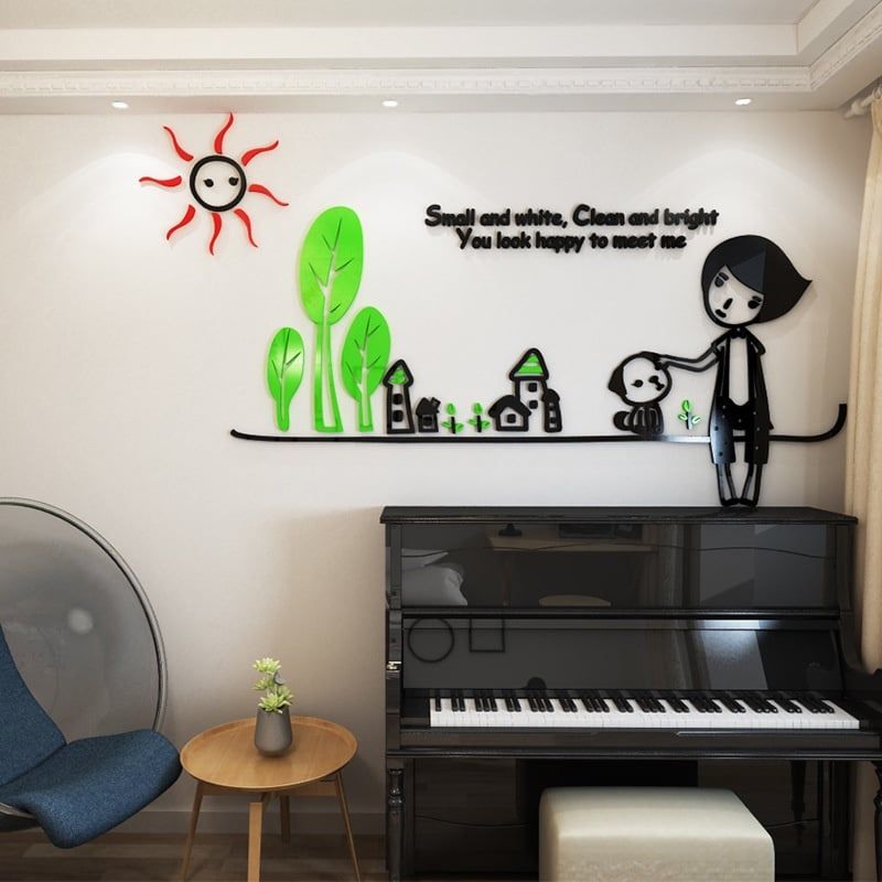  Tranh mica EPeBen dán tường nổi 3d hình cuộc sống giản đơn decor trang trí mầm non, phòng cho bé 