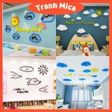 Tranh mica EPeBen dán tường nổi 3d hình Mây và mặt trời decor trang trí phòng cho bé, nhà trẻ, cửa hàng 