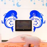  Tranh dán tường mica 3d decor khổ lớn hoạt hình hai chú cá heo xinh xắn 