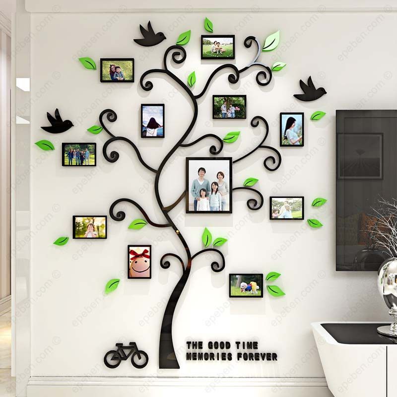  Tranh dán tường mica 3d decor khổ lớn khung dán ảnh gia đình trang trí phòng khách, phòng làm việc, phòng họp 