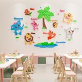 Tranh mica EPeBen dán tường nổi 3d hình Học tên các con vật decor trang trí nhà trẻ, phòng cho bé, Tiếng Anh 
