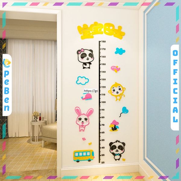  Tranh mica EPeBen dán tường nổi 3d hình Đo chiều cao động vật decor trang trí phòng ngủ cho bé, trường mầm non 
