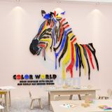  Tranh mica EPeBen dán tường nổi 3d hình con ngựa thế giới sắc màu decor trang trí mầm non, phòng cho bé 