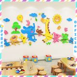  Tranh mica EPeBen dán tường nổi 3d hình Muông thú kéo co decor trang trí nhà trẻ, phòng cho bé 