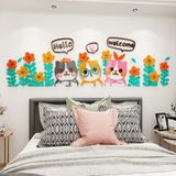  Tranh mica 3d dán tường mèo, thỏ dễ thương trang trí trường học, mầm non, mẫu giáo 