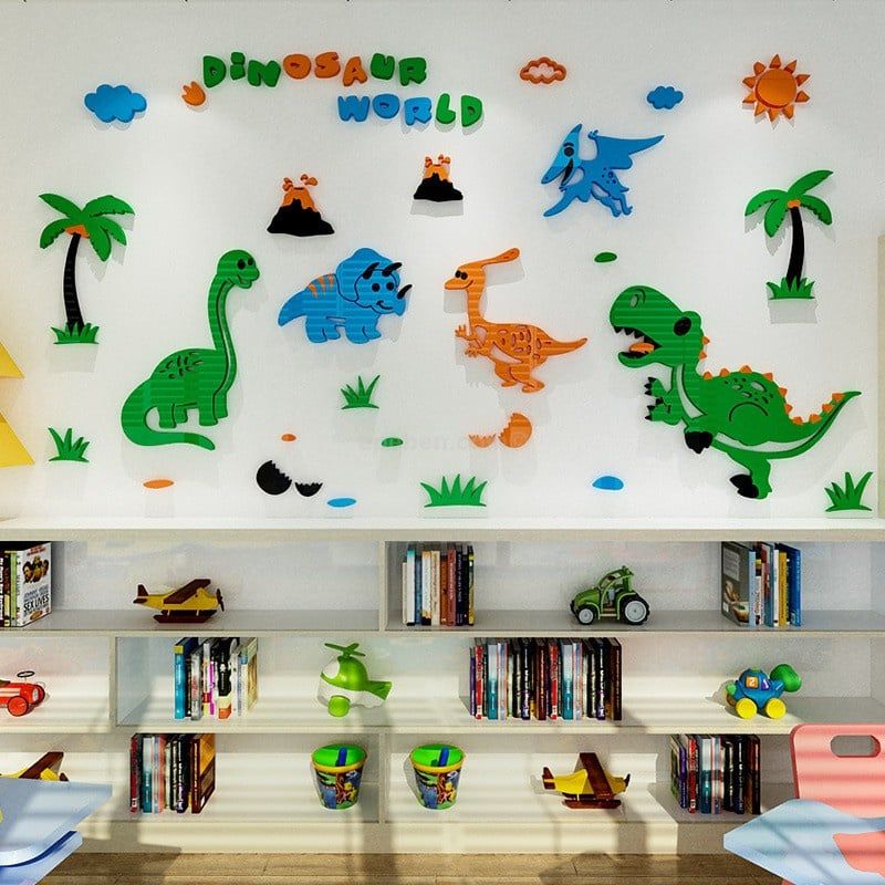  Tranh mica EPeBen dán tường nổi 3d hình khủng long decor trang trí mầm non, phòng cho bé 
