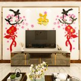  Tranh mica EPeBen dán tường nổi 3d hình hoa đào, chữ phúc, lồng đèn decor trang trí phòng khách, quanh tivi 
