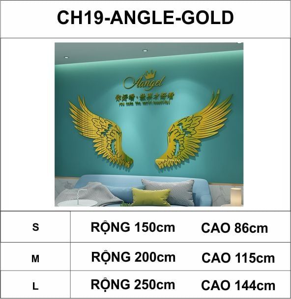  Tranh mica EPeBen dán tường nổi 3d hình đôi cánh thiên thần decor trang trí nhà, cửa hàng, shop thời trang 