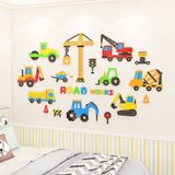  Tranh mica EPeBen dán tường nổi 3d hình xe công trường xây dựng trang trí phòng cho bé nam, bé trai, mầm non, mẫu giáo 