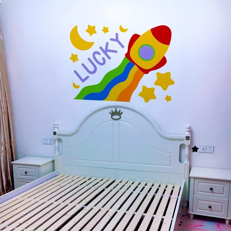  Tranh mica EPeBen dán tường nổi 3d hình Tên lửa, máy bay decor trang trí đầu giường phòng cho bé - 