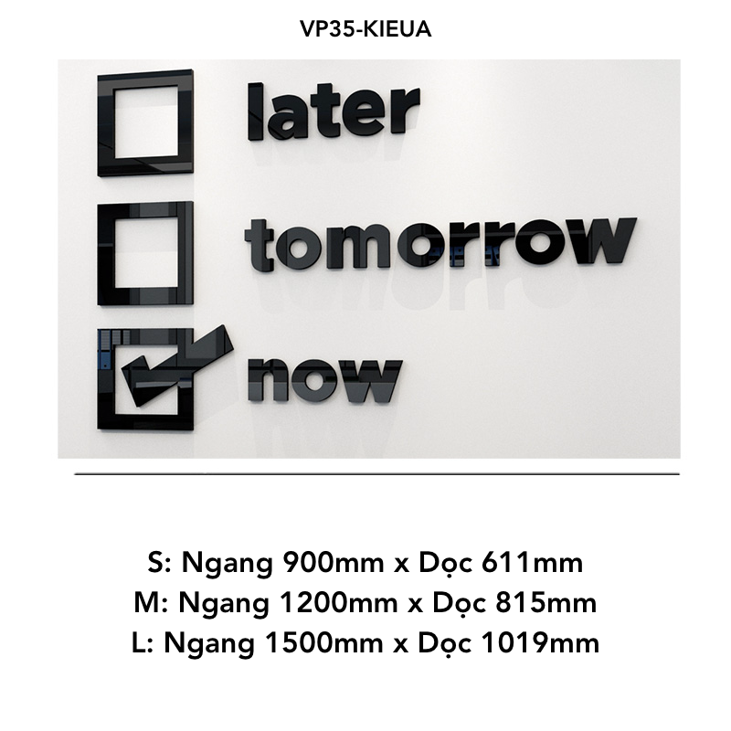  Tranh mica EPeBen dán tường nổi 3d hình Chữ Later Tomorrow Now tạo động lực trang trí Văn Phòng, Phòng Làm Việc, công ty 