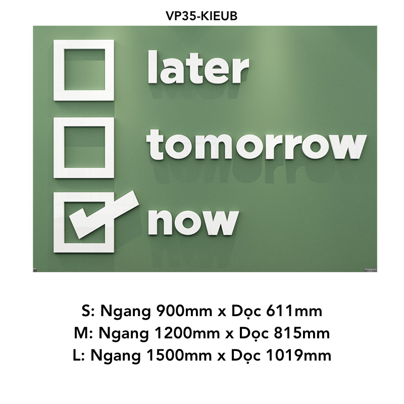  Tranh mica EPeBen dán tường nổi 3d hình Chữ Later Tomorrow Now tạo động lực trang trí Văn Phòng, Phòng Làm Việc, công ty 
