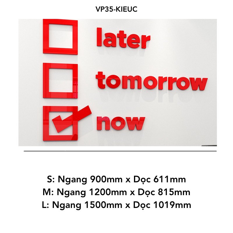  Tranh mica EPeBen dán tường nổi 3d hình Chữ Later Tomorrow Now tạo động lực trang trí Văn Phòng, Phòng Làm Việc, công ty 